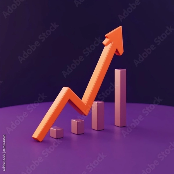 Fototapeta Upward Trend Arrow and Bar Chart Representing Growth and Positive Performance in Business
