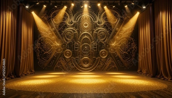 Obraz gold stage with spotlight