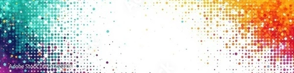 Obraz Abstract halftone pattern, white background, teal, orange, purple  ,  form,  element