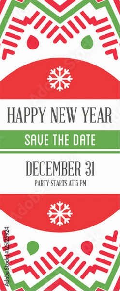 Fototapeta Vector Happy New Year or Merry Christmas theme Save the Date Inv