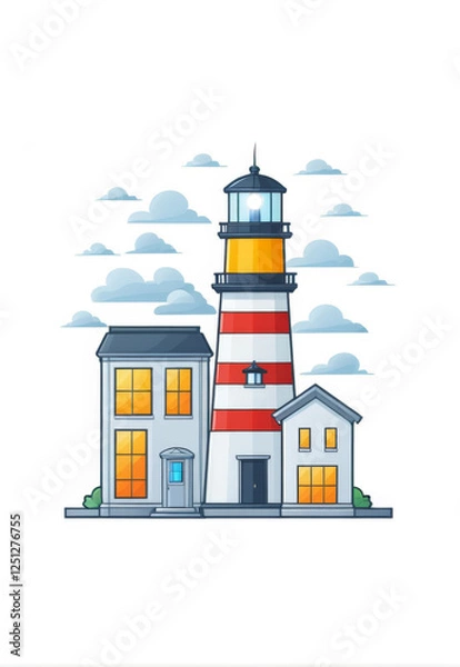 Fototapeta Office Decoration Icon Vector Lighthouse Business Commercial Element