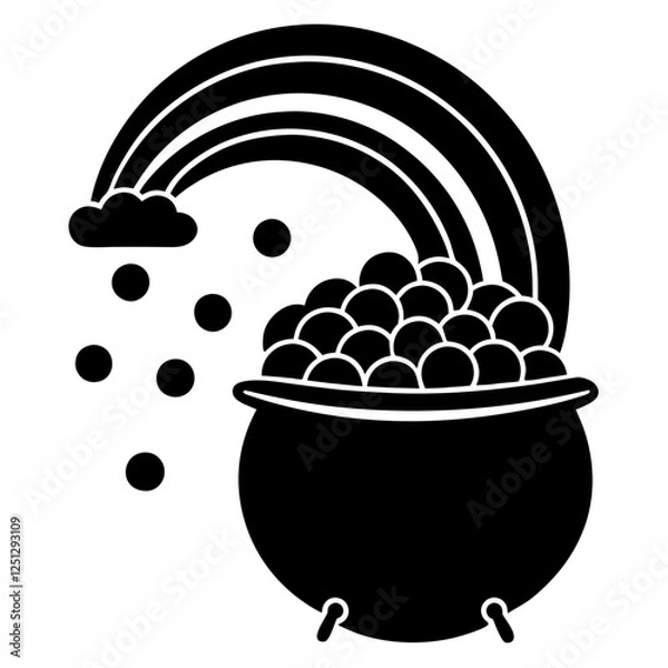 Fototapeta Pot of Gold Saint Patrick's Day, Pot Of Gold Coins, Sant Patrick's Day, Cauldron with gold,, Coin Pot Vector
