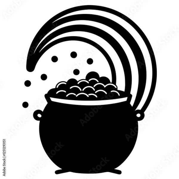 Fototapeta Pot of Gold Saint Patrick's Day, Pot Of Gold Coins, Sant Patrick's Day, Cauldron with gold,, Coin Pot Vector