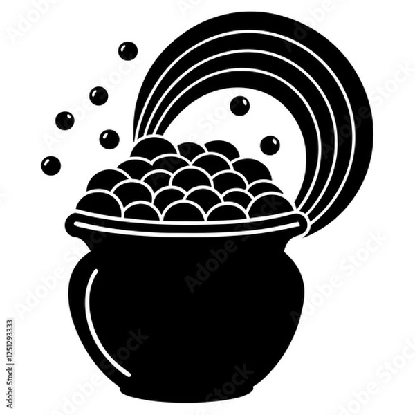 Fototapeta Pot of Gold Saint Patrick's Day, Pot Of Gold Coins, Sant Patrick's Day, Cauldron with gold,, Coin Pot Vector
