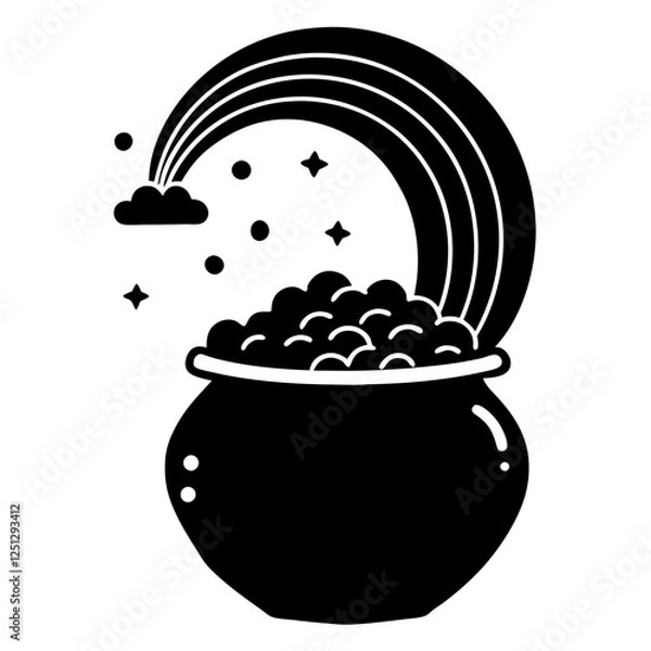 Fototapeta Pot of Gold Saint Patrick's Day, Pot Of Gold Coins, Sant Patrick's Day, Cauldron with gold,, Coin Pot Vector