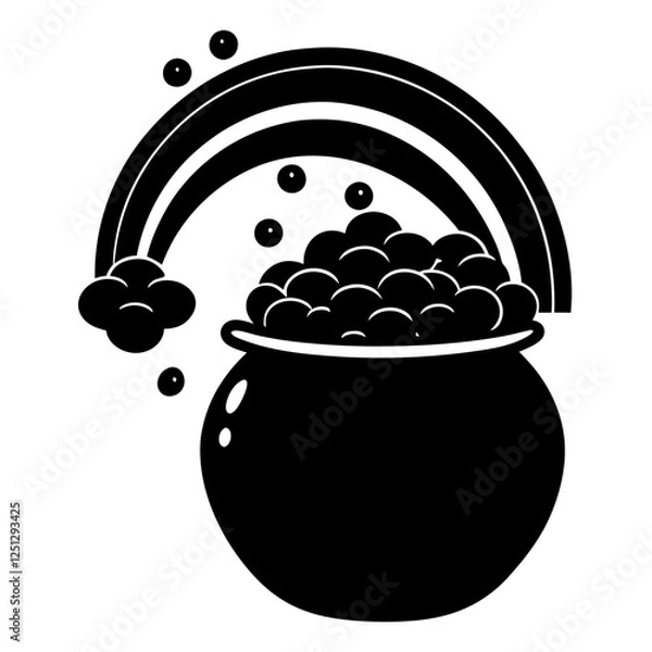 Fototapeta Pot of Gold Saint Patrick's Day, Pot Of Gold Coins, Sant Patrick's Day, Cauldron with gold,, Coin Pot Vector