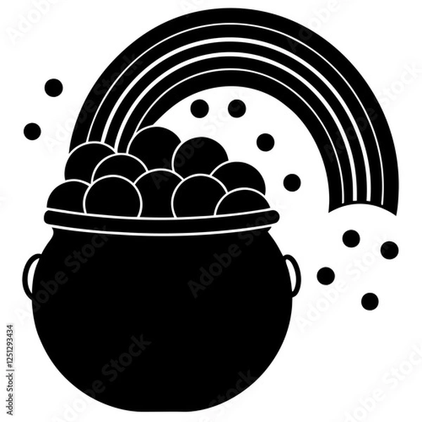 Fototapeta Pot of Gold Saint Patrick's Day, Pot Of Gold Coins, Sant Patrick's Day, Cauldron with gold,, Coin Pot Vector