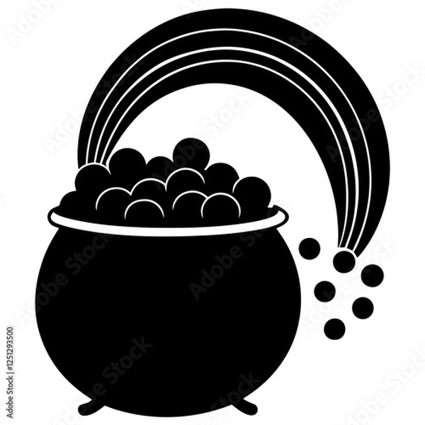 Fototapeta Pot of Gold Saint Patrick's Day, Pot Of Gold Coins, Sant Patrick's Day, Cauldron with gold,, Coin Pot Vector