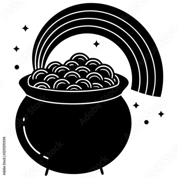 Fototapeta Pot of Gold Saint Patrick's Day, Pot Of Gold Coins, Sant Patrick's Day, Cauldron with gold,, Coin Pot Vector