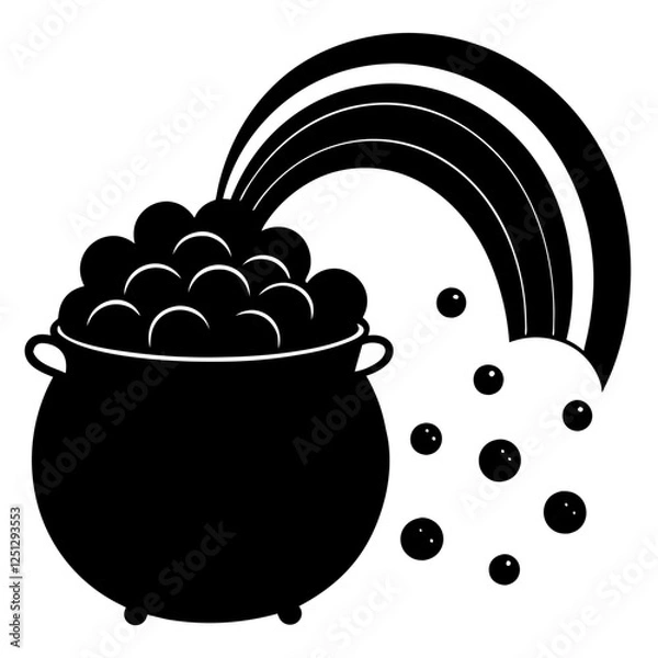 Fototapeta Pot of Gold Saint Patrick's Day, Pot Of Gold Coins, Sant Patrick's Day, Cauldron with gold,, Coin Pot Vector