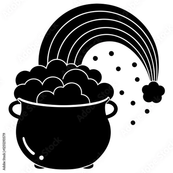 Fototapeta Pot of Gold Saint Patrick's Day, Pot Of Gold Coins, Sant Patrick's Day, Cauldron with gold,, Coin Pot Vector