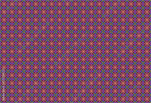 Fototapeta Ethnic boho seamless pattern. Ethno ornament. Tribal art colorful repeatable background. Fabric design, wallpaper, wrapping
