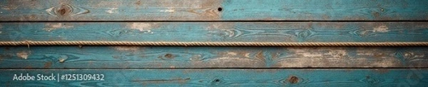 Obraz Weathered wood plank background, distressed nautical rope texture, worn, adventure, vintage