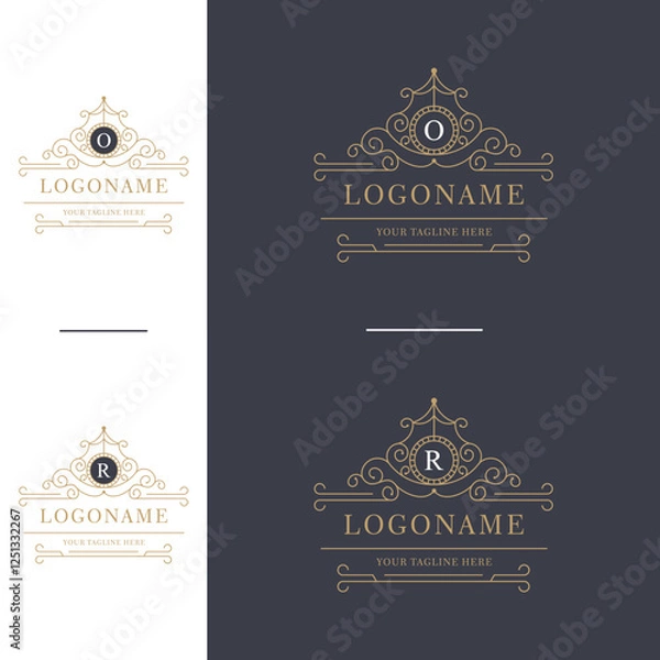 Fototapeta  Letter QR Luxury elegant with line logo vector, Creative Lettering Logo Vector Illustration.