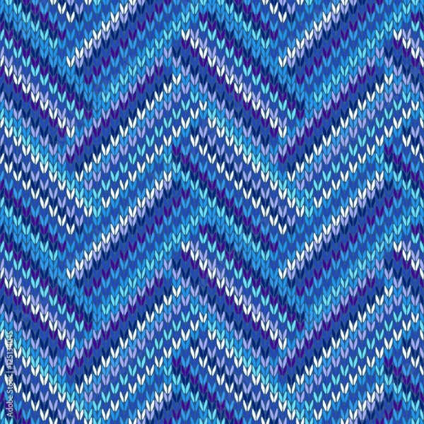 Fototapeta Style Seamless Blue Violet White Color Knitted Pattern