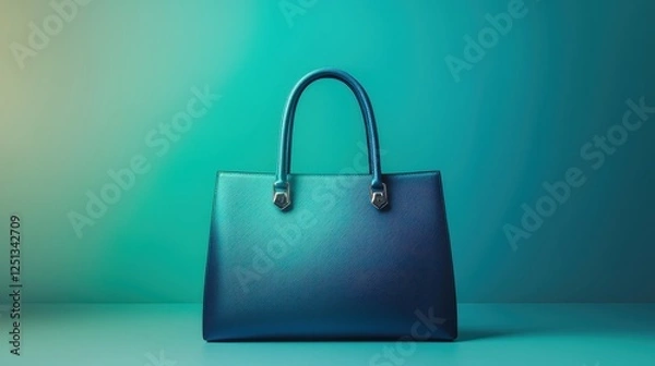 Fototapeta A stylish blue handbag with textured design, set against a gradient background, showcasing modern elegance and fashion appeal.