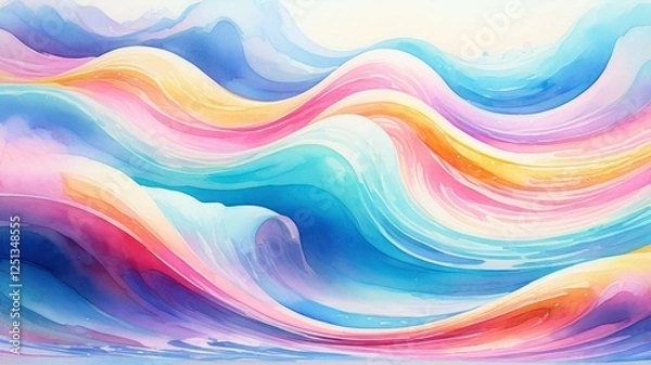 Fototapeta Vibrant Abstract Waves in Soft Pastel Colors for Creative Design