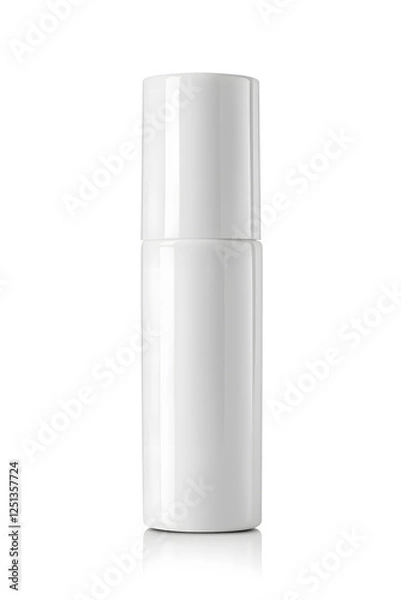Fototapeta White unbranded bottle skincare container, mock up, isolated on white background