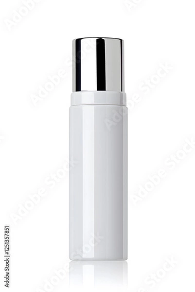 Fototapeta White unbranded bottle skincare container, mock up, isolated on white background