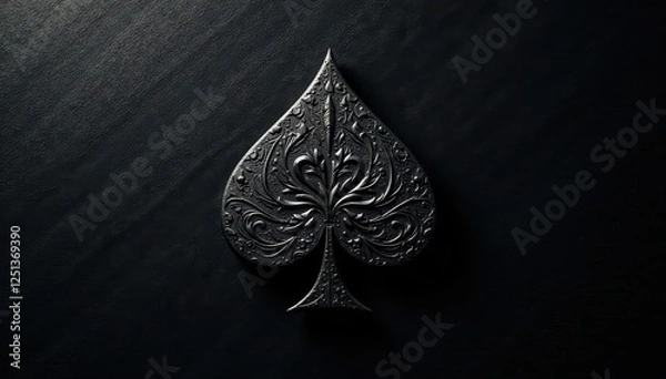 Fototapeta Intricate black & grey poker suit shadow pattern, dark background , retro, texture, night