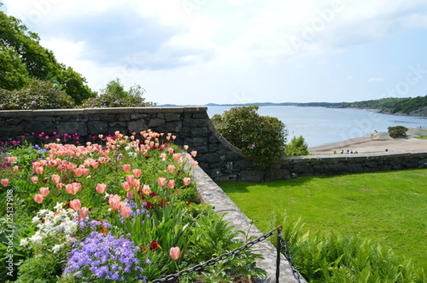 Obraz Blick vom Garten auf den Strand