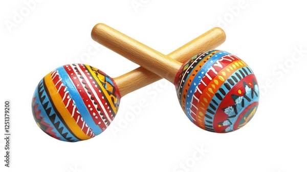 Obraz Cinco de Mayo PNG file featuring colorful maracas crossed in a festive composition, isolated on white background