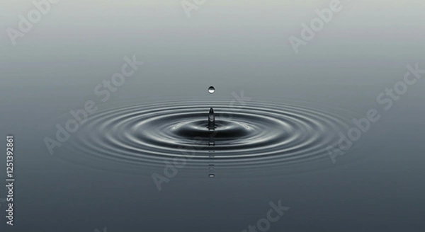 Fototapeta 湖面に落ちる一滴の水が広がる波紋の美しい瞬間