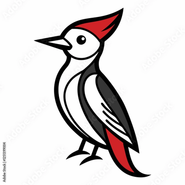 Fototapeta Simple a Woodpecker line art vector white background