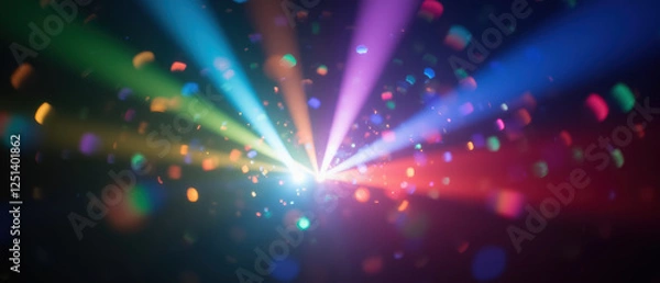Obraz Colorful light beams radiating from central point, creating vibrant atmosphere