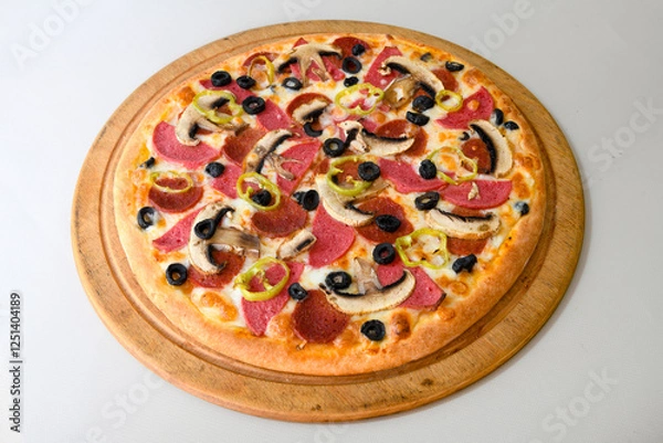 Fototapeta Traditional Turkish cuisine. Pizza, pita, pidesi, sucuk, hummus, kebab. Many dishes on the table. Serving dishes in restaurant. Mix, formaggi, veggie pizza. Top view, flat lay