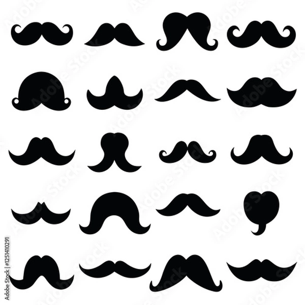 Fototapeta Collection of Different Mustache Styles
