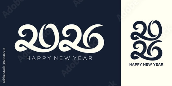Fototapeta 2026 Happy New Year design vector. trendy unique new year 2026 logo design template