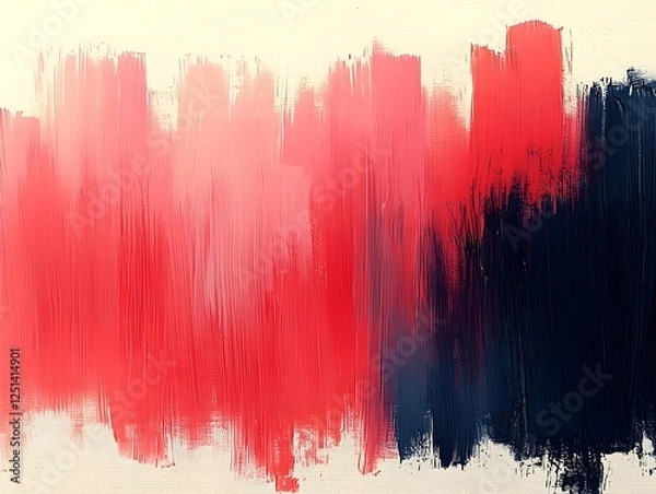 Fototapeta An abstract painting displaying a gradient of bold red hues transitioning to deep navy blue, evoking a sense of passion and tranquility in the artwork.