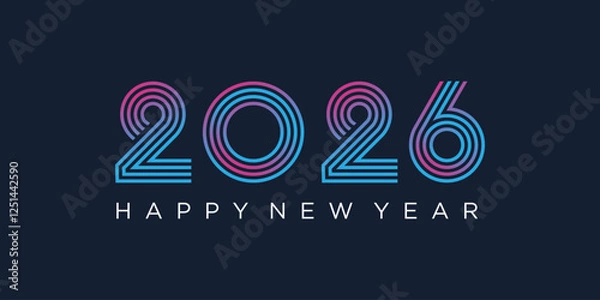 Fototapeta 2026 Happy New Year design vector. trendy unique new year 2026 logo design template