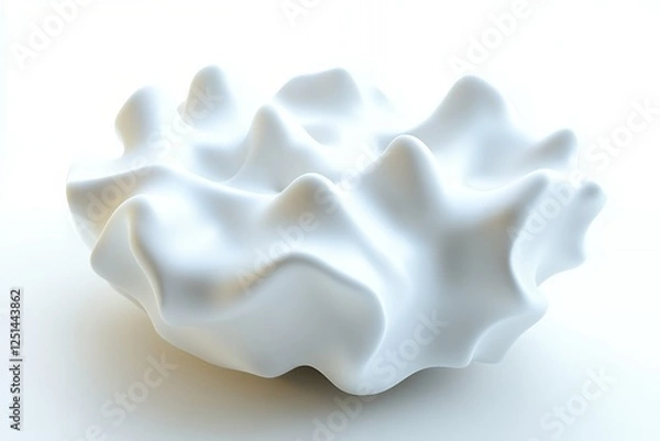 Fototapeta Abstract white sculpture, organic form, studio lighting, minimalist background, design element