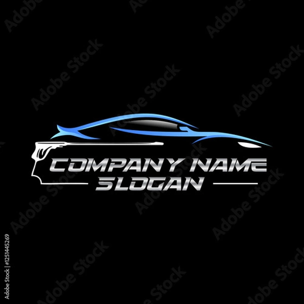 Fototapeta Illustration of a logo combining a car and a sprayer, this would be perfect for a car wash company.