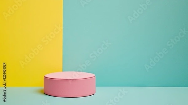 Fototapeta Pink podium on colorful background