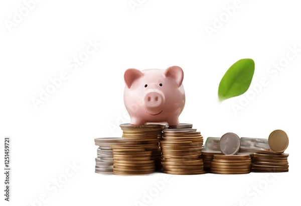 Fototapeta draw baby success concept pig hold wealth growing nature coin saving chart finance currency background hand coins save banking investment piggy stack graph financial business growth cash money bank
