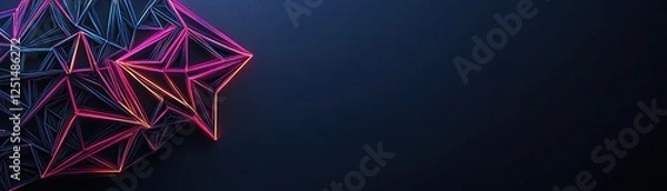 Fototapeta A vibrant abstract design featuring geometric shapes in pink and purple hues against a dark background, conveying a sense of modernity and technology.
