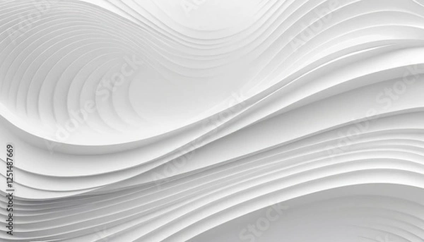 Fototapeta elegant 3d white geometric curve wavy pattern with flowing strips, modern abstract background design, smooth texture, minimal aesthetic, digital art, futuristic wallpaper.