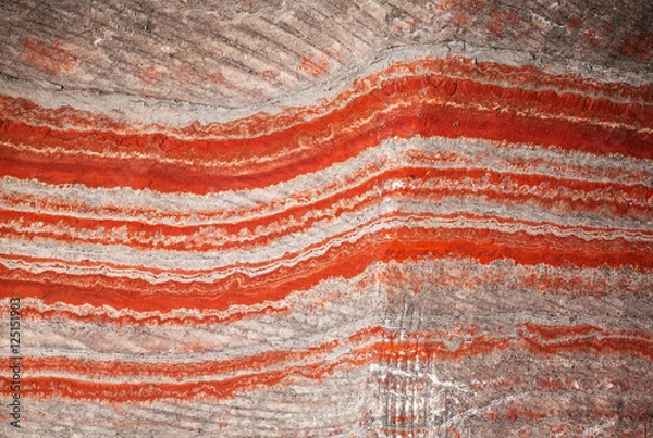 Fototapeta Underground multicolor fragment of wall in potassium salt mine w