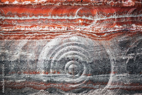 Fototapeta Underground multicolor fragment of wall in potassium salt mine w