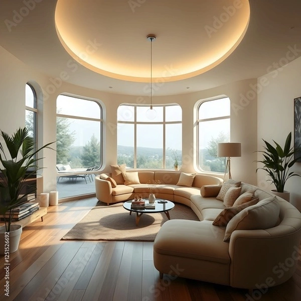 Fototapeta house designed with rounded lines Hyperrealism