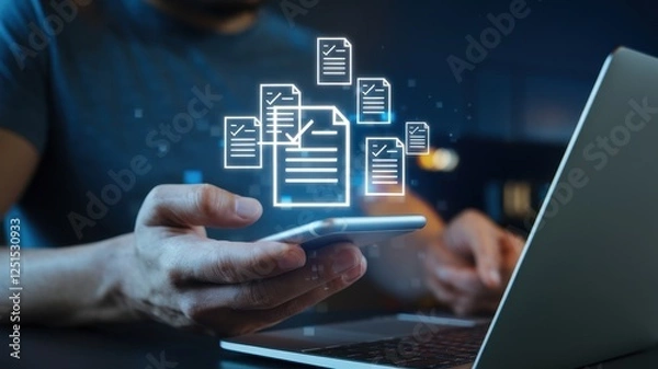 Fototapeta Digital Document Management: Streamlining Workflow with Mobile Technology