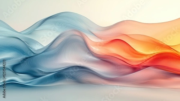 Obraz Graceful Overlapping Wave Shapes in Soft Pastel Colors for a Serene Abstract Composition
