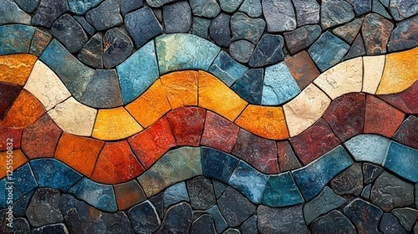 Fototapeta Seamless Mosaic Tile Pattern in Earthy Colors with Precise Geometric Structure