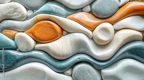 Fototapeta Seamless Organic Pebble Shapes in Soft Natural Colors for a Calming Textural Effect