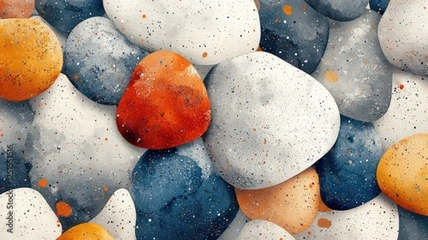Fototapeta Seamless Organic Pebble Shapes in Soft Natural Colors for a Calming Textural Effect
