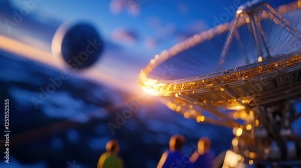 Obraz Sunset space observatory research team