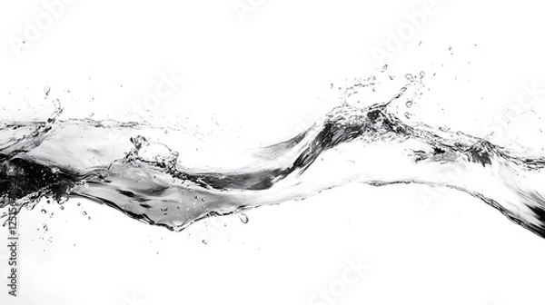 Fototapeta Dramatic black and white abstract image of a powerful water splash creating a dynamic chaotic and turbulent visual effect